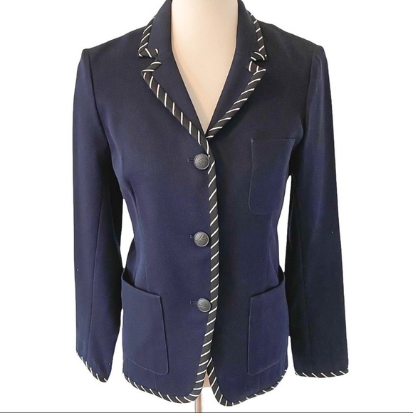 NWT rag & bone Navy Blue Redgrave Whipstitch Cotton Blazer Size 6 - Picture 3 of 15